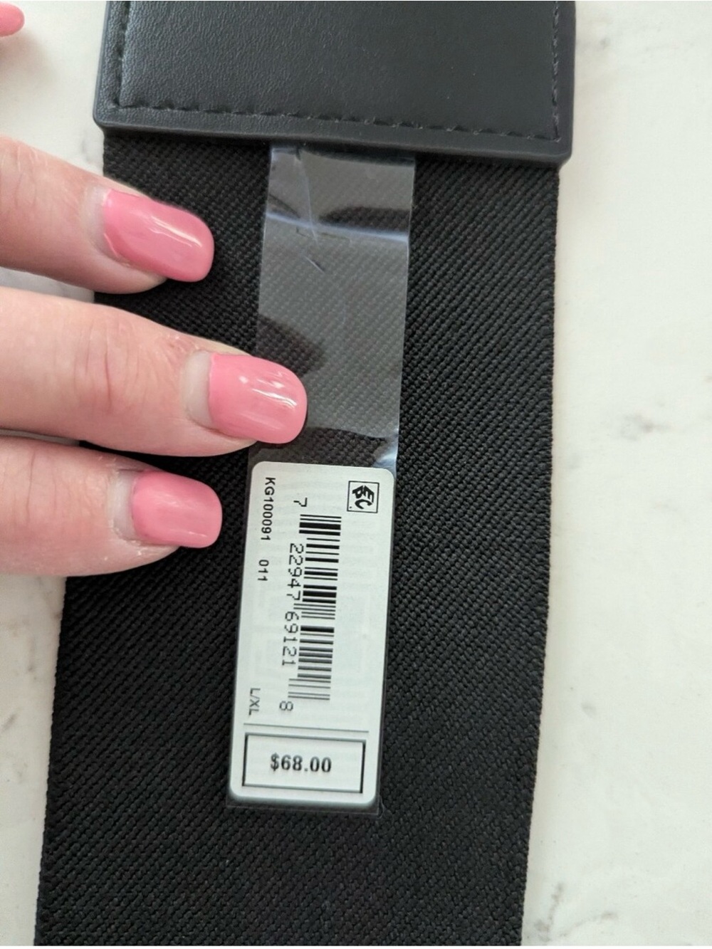 Kurt Geiger Black Elastic Belt with Decorative Jet-black jeweled Eagle Buckle. - Picture 6 of 8